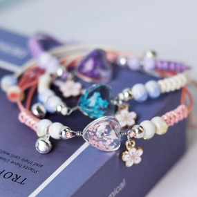 Wholesale Dried Flowers Love Heart Shaped Bracelet