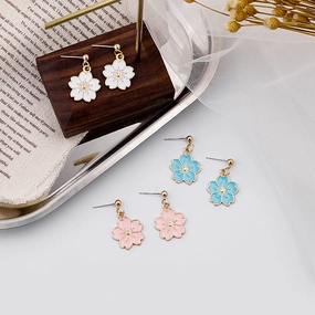 Wholesale Drip Daisy Flowers Alloy Ear Studs