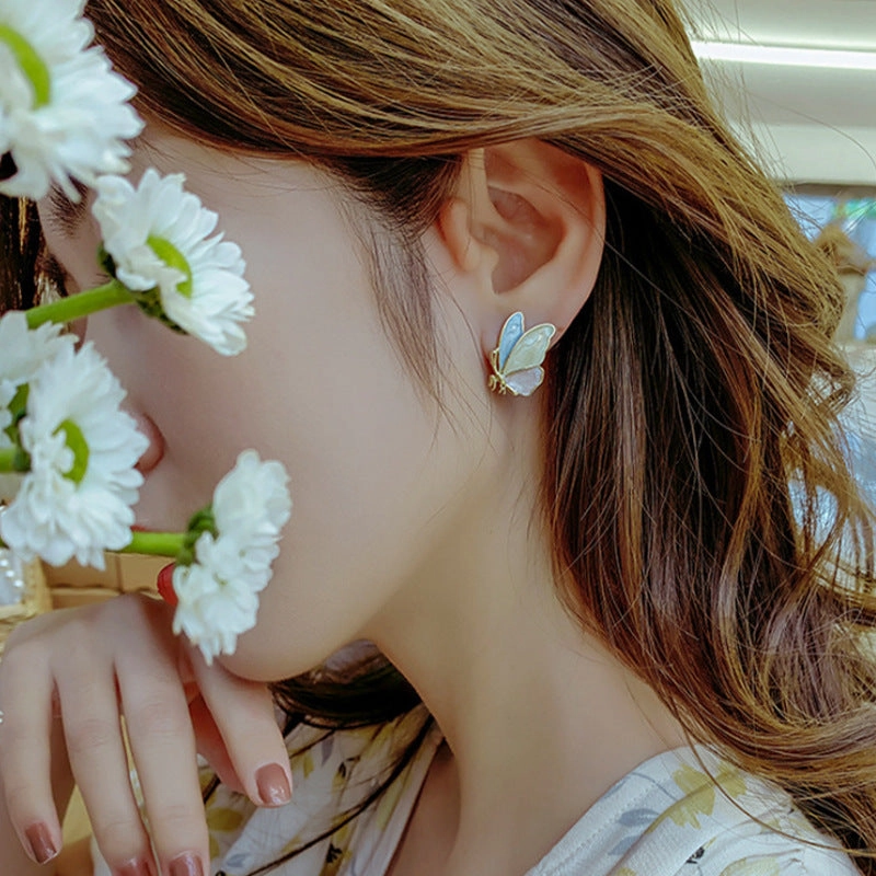 Wholesale Drip Oil Butterfly Color Alloy Earrings