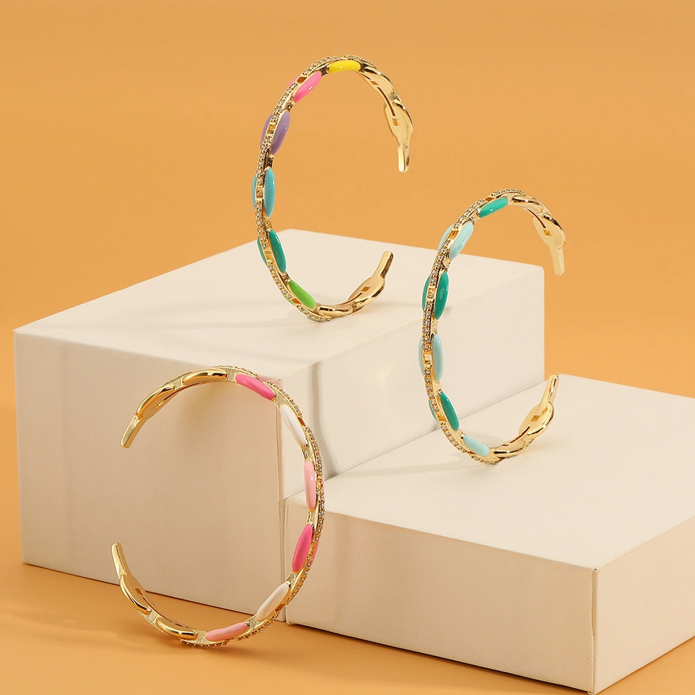 Wholesale Drip Oil Geometric Retro Jump Color Bracelet