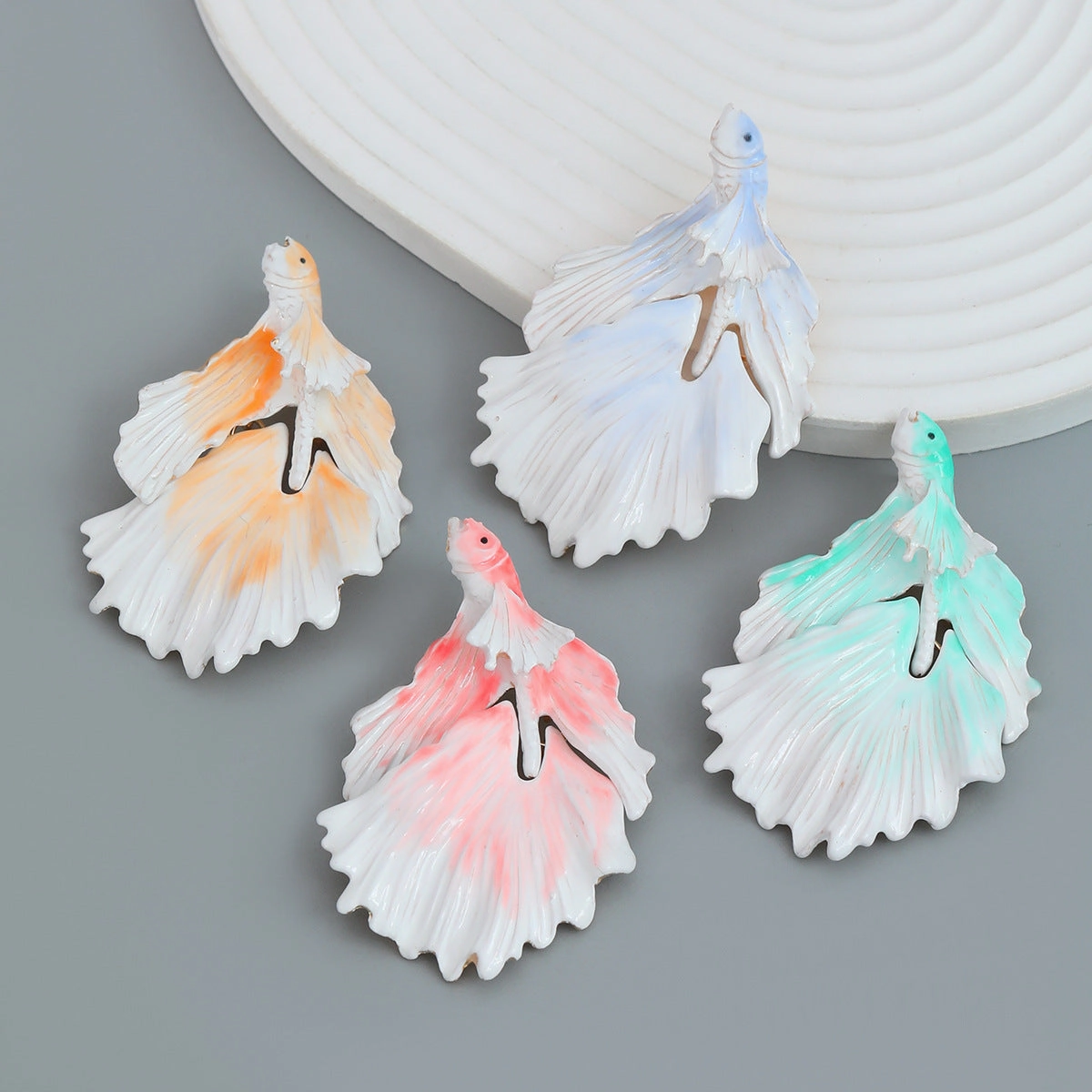 Wholesale Drip Oil Goldfish Alloy Earrings