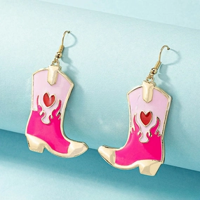 Wholesale Drip Oil Heart Flame Multicolor Boots Alloy Earrings