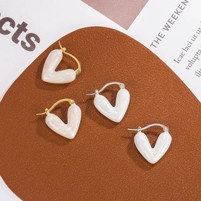 Wholesale Drip Oil Peach Heart Copper Earrings