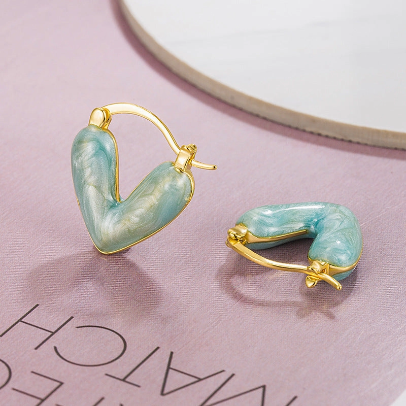 Wholesale Drip Oil Peach Heart Copper Earrings