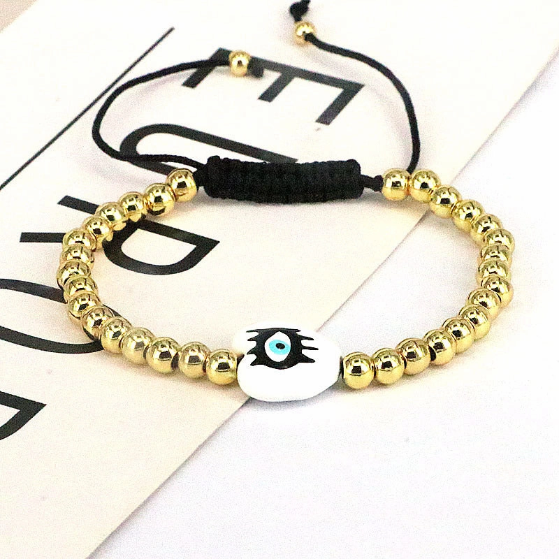 Wholesale Drip Oil Plastic Heart Shape Devil's Eye Copper Bead Braided Bracelet