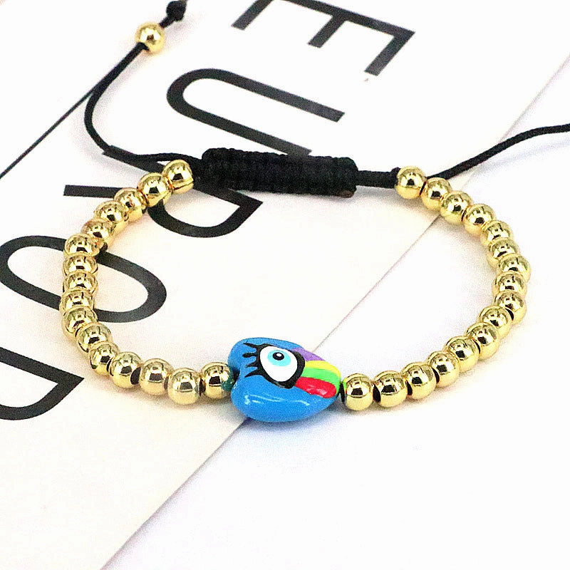 Wholesale Drip Oil Plastic Heart Shape Devil's Eye Copper Bead Braided Bracelet