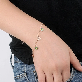 Wholesale Drip Oil Sunflower Copper Bracelet