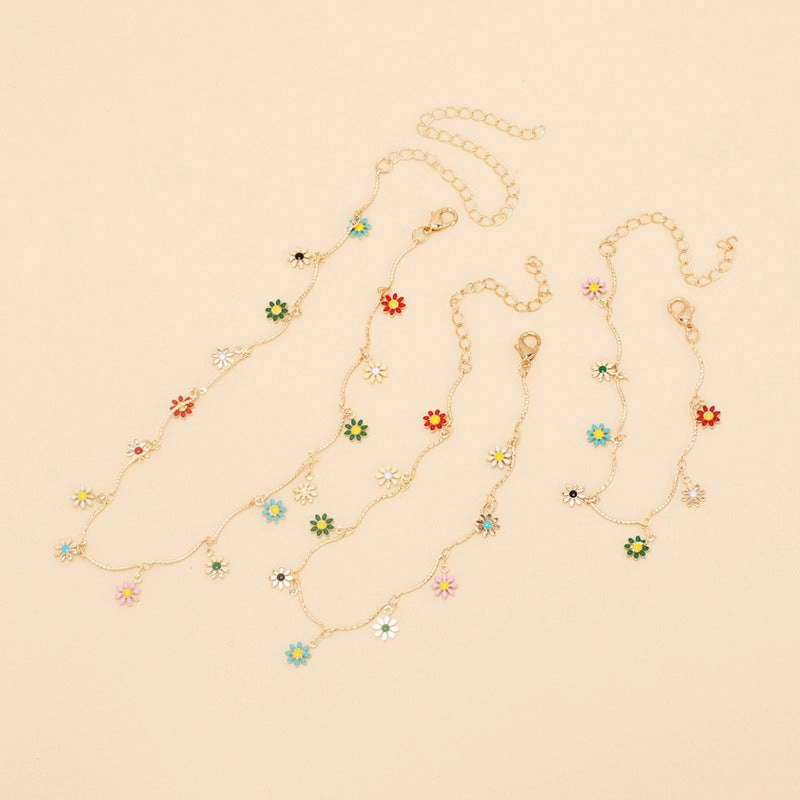 Wholesale Drip Oil Sunflower Copper Bracelet