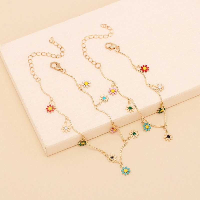 Wholesale Drip Oil Sunflower Copper Bracelet