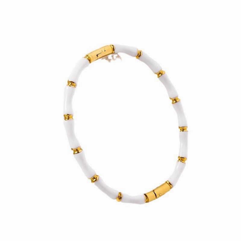 Wholesale Drip Oil Titanium Steel Premium Multi Color Bamboo Knot Niche Trendy Stainless Steel Gold Plated Bracelet
