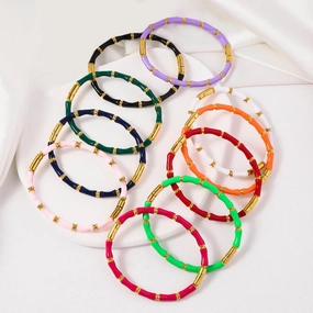 Wholesale Drip Oil Titanium Steel Premium Multi Color Bamboo Knot Niche Trendy Stainless Steel Gold Plated Bracelet