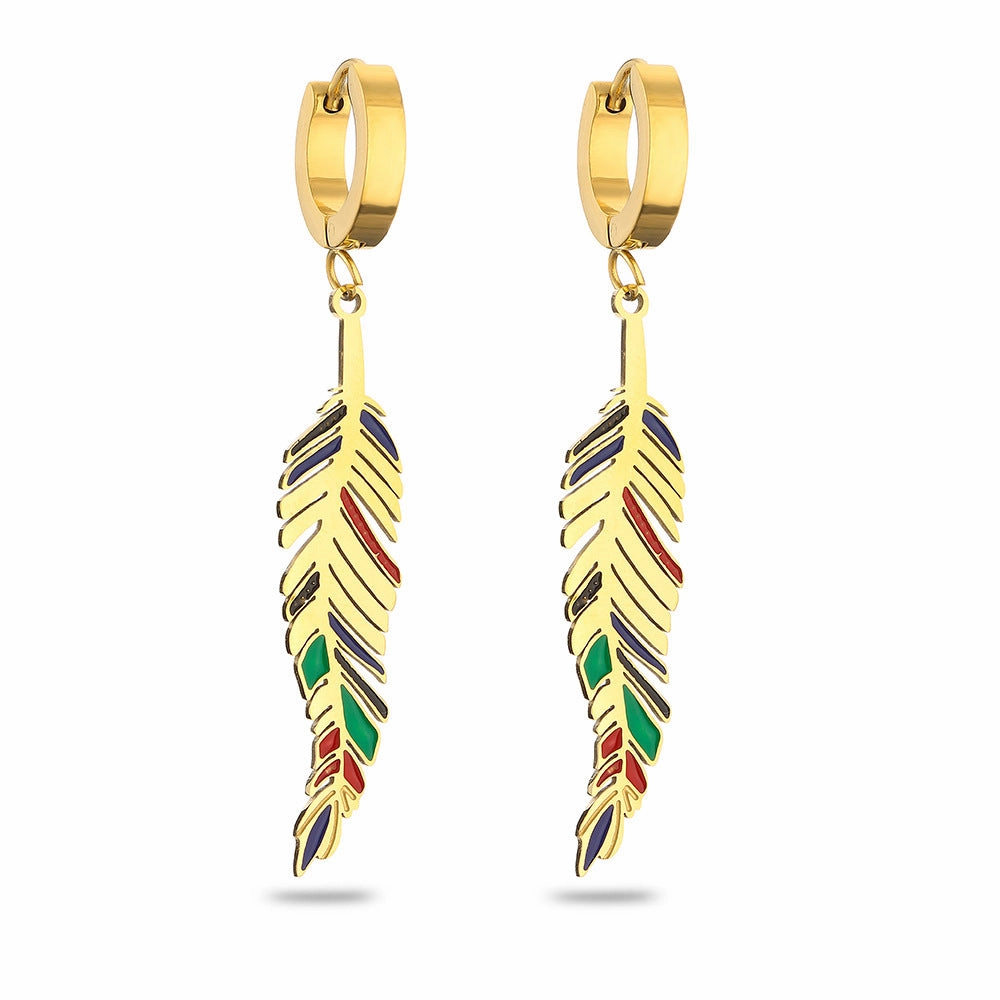 Wholesale Drip Oil Tree Leaf Blue Eyes Long Earrings