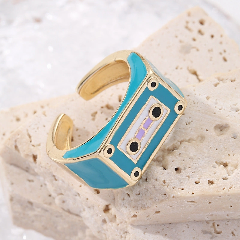 Wholesale Drip Radio Gold Plated  Adjustable Alloy Rings