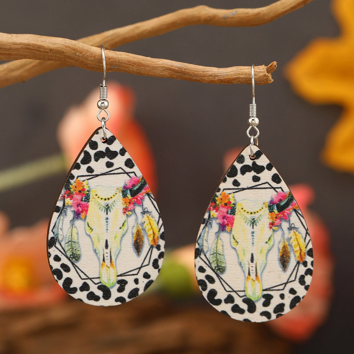 Wholesale Drop Long Western Style Wooden Earrings