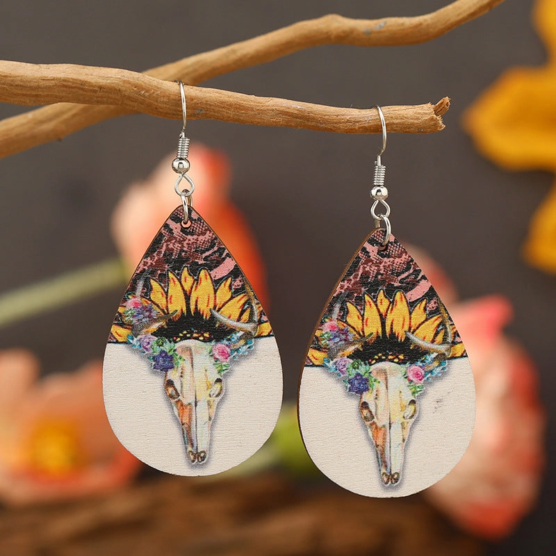 Wholesale Drop Long Western Style Wooden Earrings