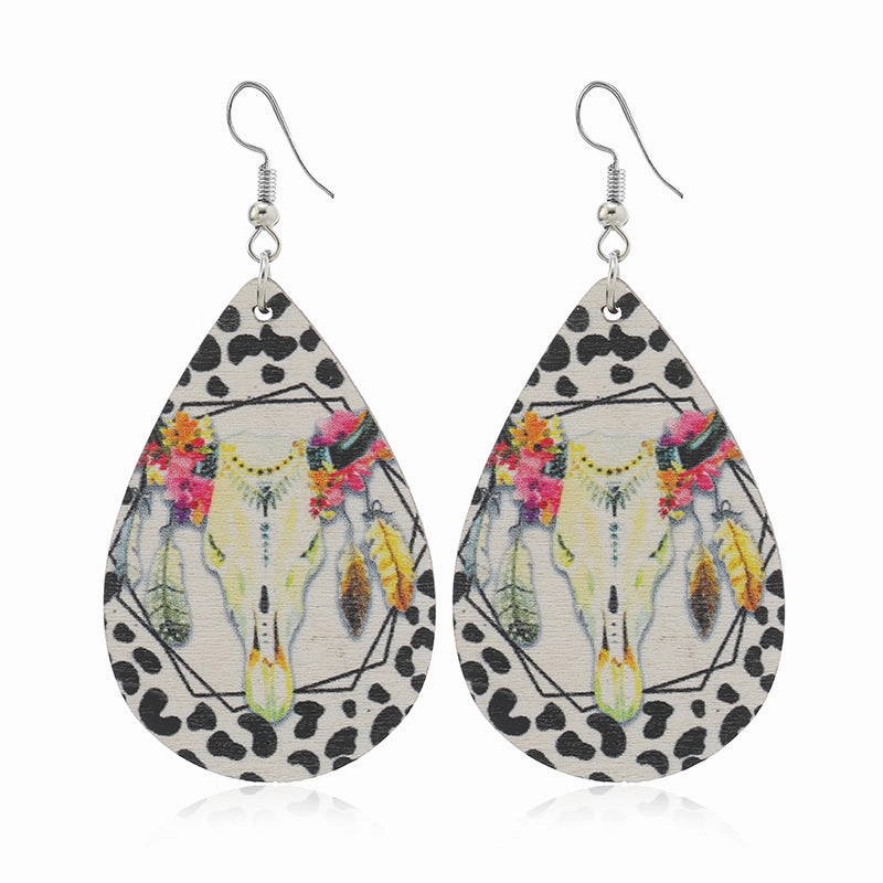 Wholesale Drop Long Western Style Wooden Earrings