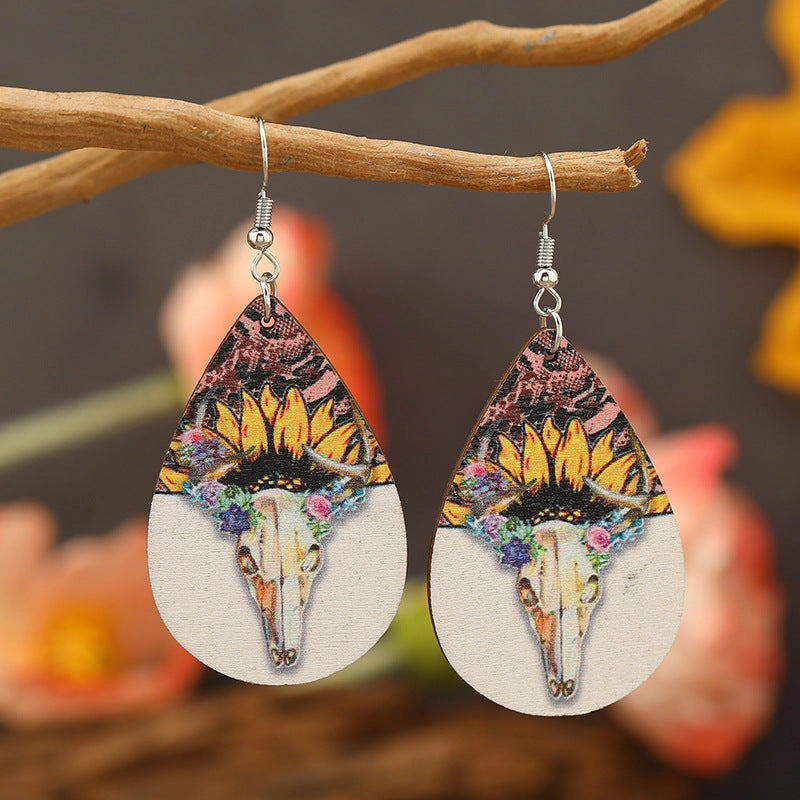 Wholesale Drop Long Western Style Wooden Earrings