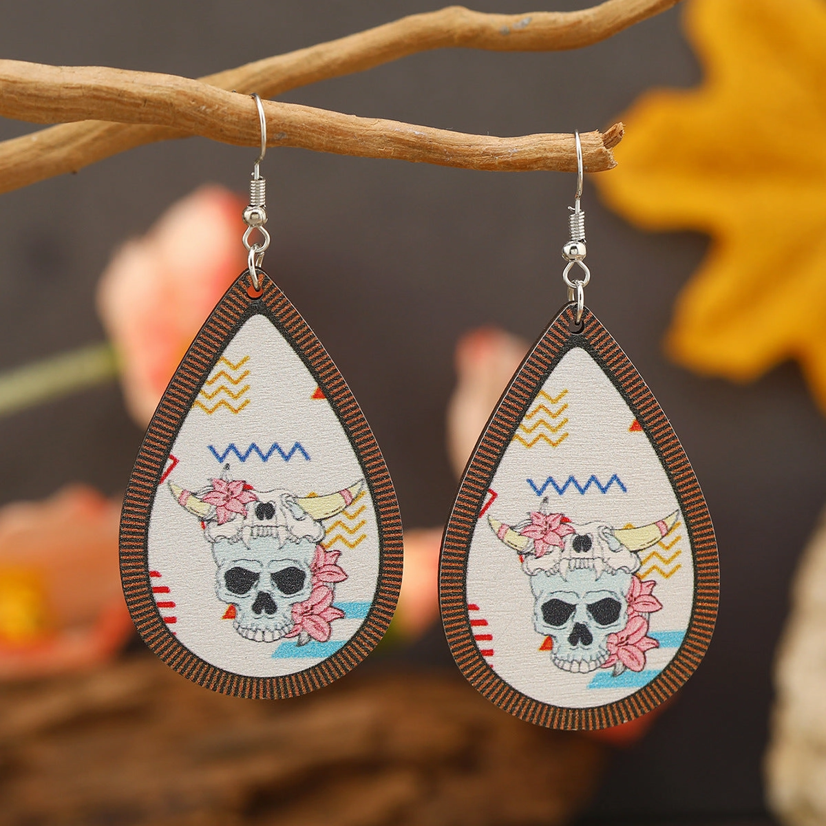 Wholesale Drop Long Western Style Wooden Earrings