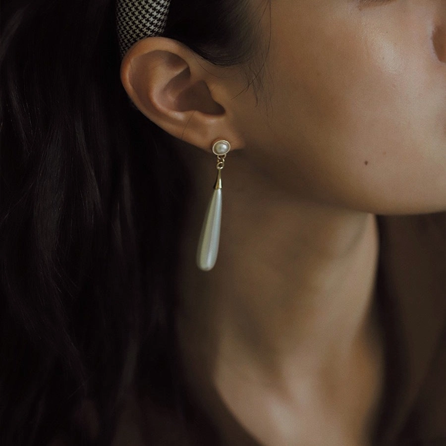 Wholesale Drop Pearl Metal Earrings