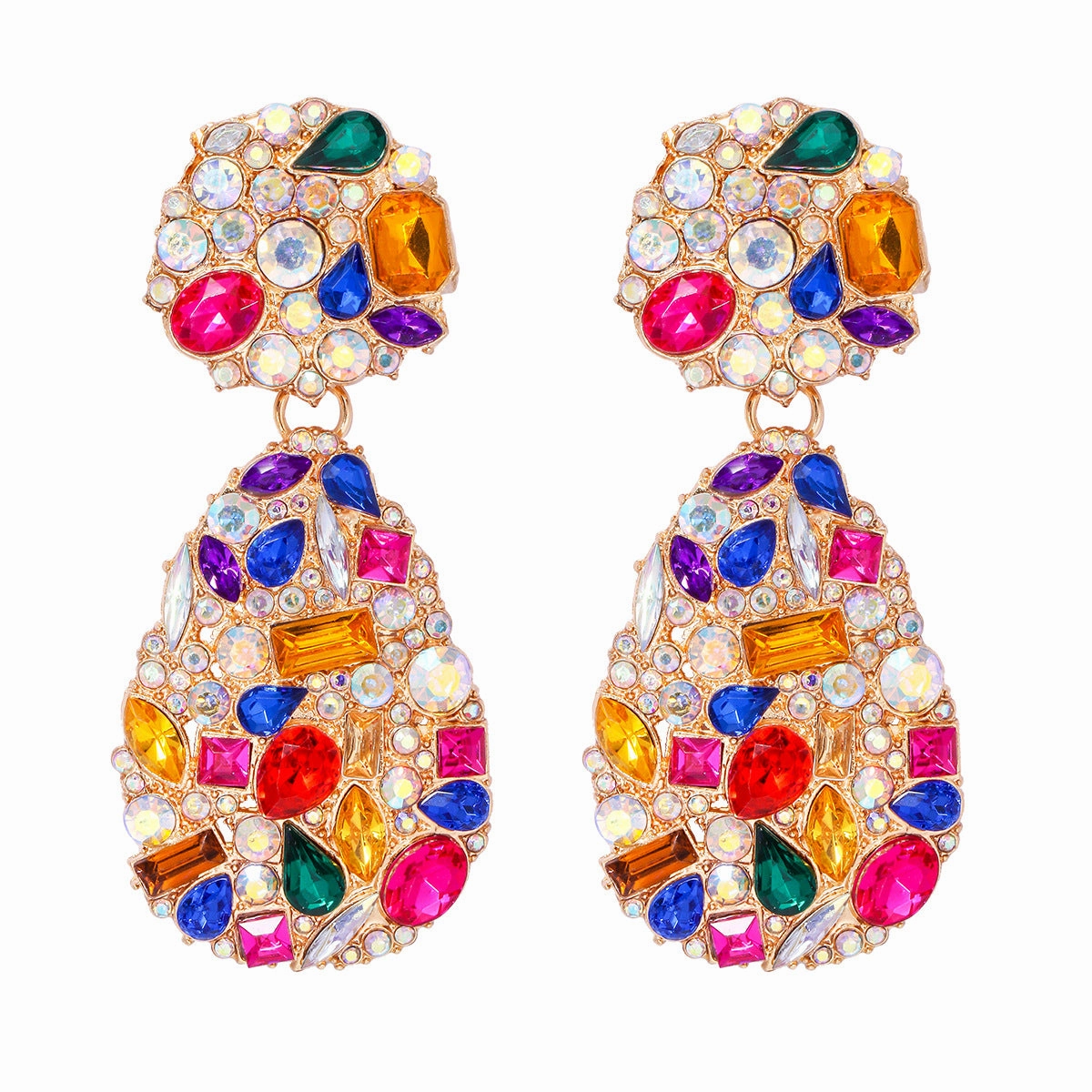 Wholesale Drop-shaped Alloy Diamond Stud Earrings