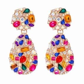 Wholesale Drop-shaped Alloy Diamond Stud Earrings