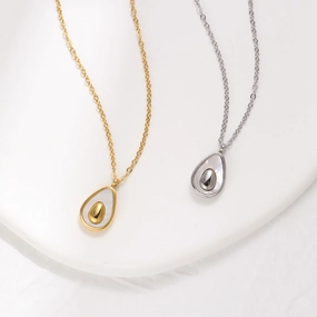 Wholesale Drop-shaped Shell Stainless Steel 18k Gold Plated Necklace Clavicle Chain