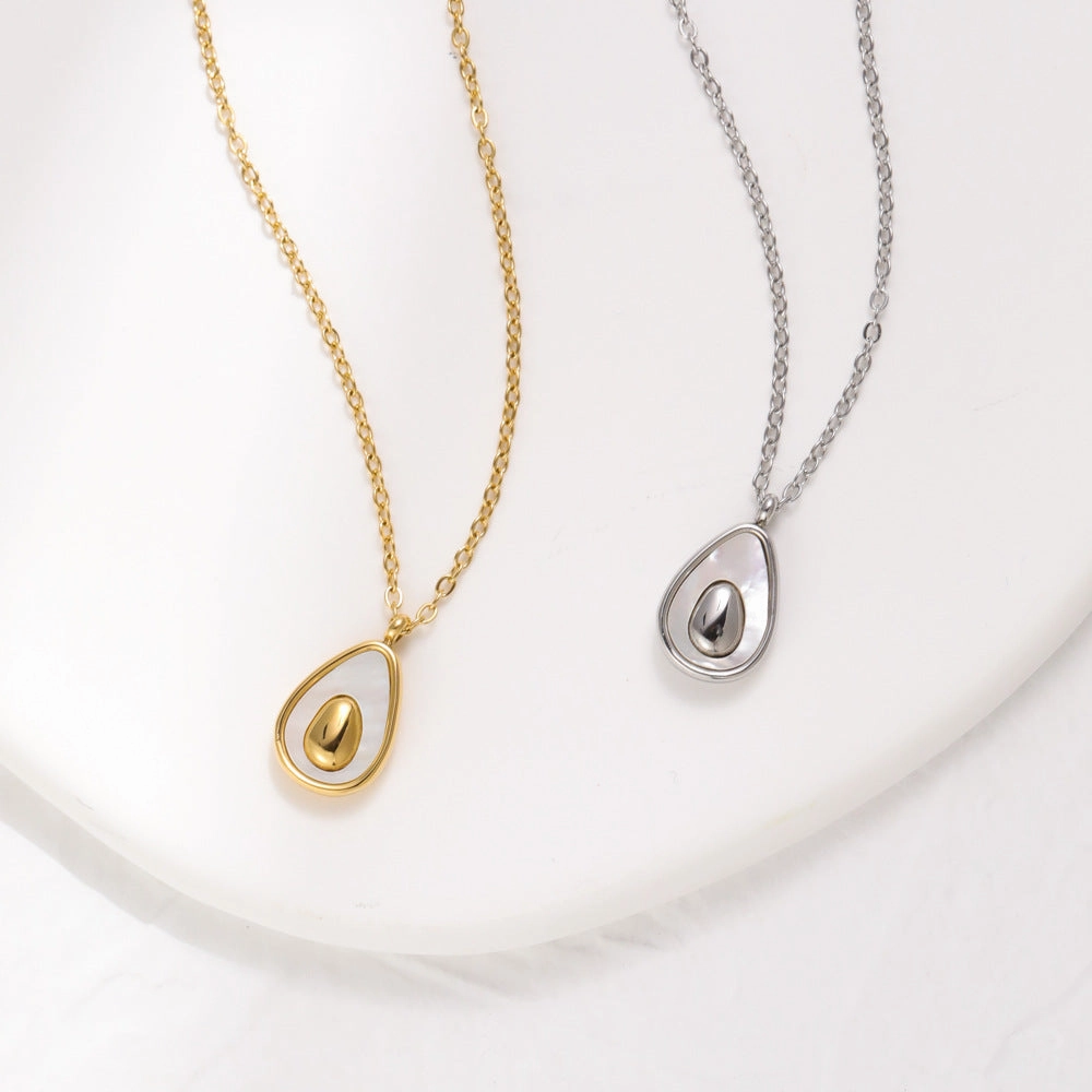 Wholesale Drop-shaped Shell Stainless Steel 18k Gold Plated Necklace Clavicle Chain
