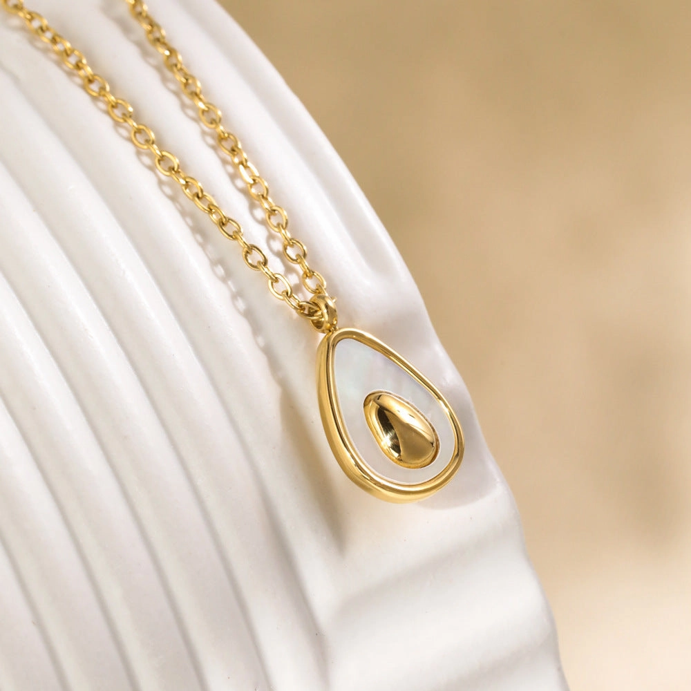 Wholesale Drop-shaped Shell Stainless Steel 18k Gold Plated Necklace Clavicle Chain