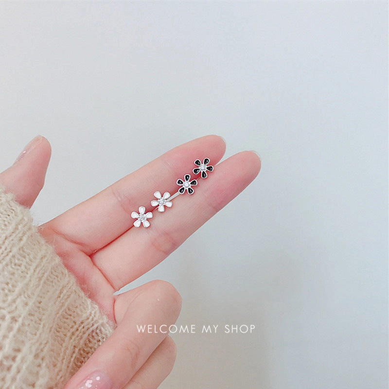 Wholesale Drops Oil Zircon Flowers 925 Sterling Silver Earrings