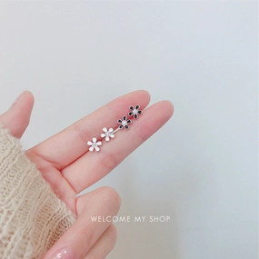 Wholesale Drops Oil Zircon Flowers 925 Sterling Silver Earrings