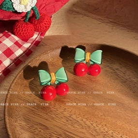 Wholesale Early Summer Cherry Alloy/Silver Plated/Gold Plated Earrings