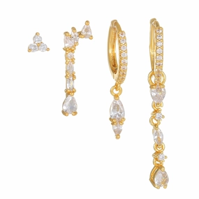 Wholesale Earring Set Geometric Zirconia Earrings Copper