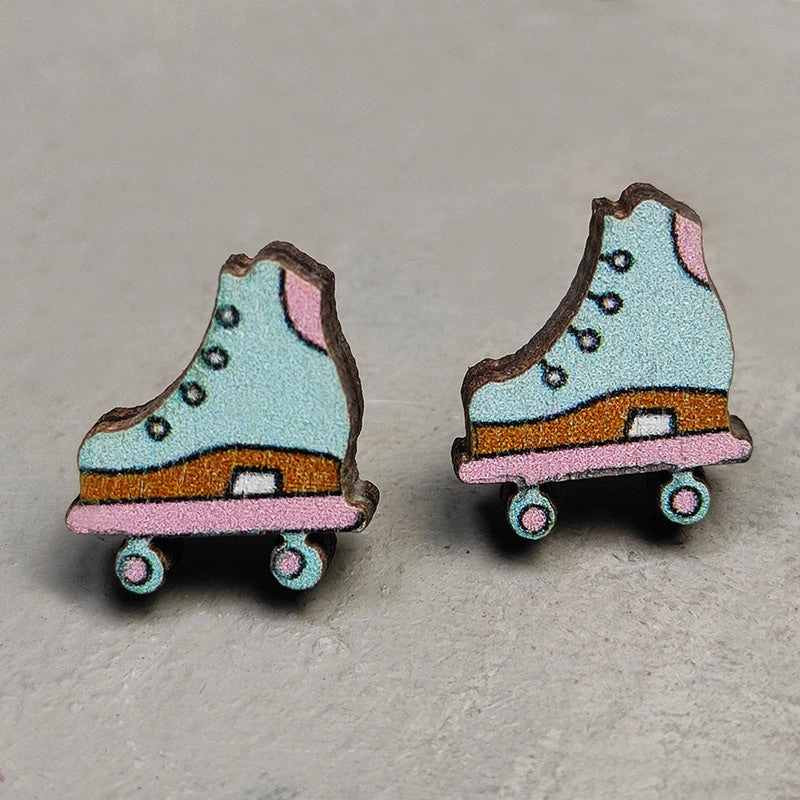 Wholesale Earrings 2 Pairs Wood Steel Pin Sport Style OLY-ES-HY002