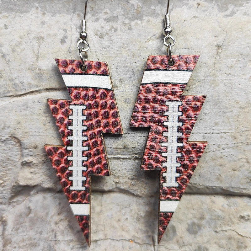 Wholesale Earrings 2 Pairs Wooden Iron Hook Sport Style OLY-ES-HY001