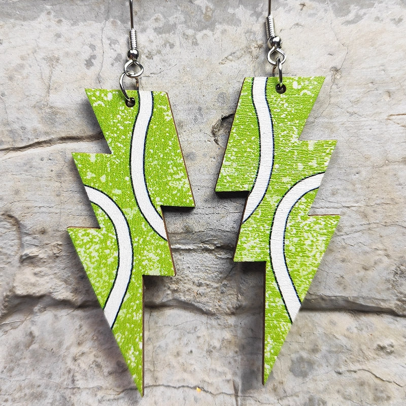 Wholesale Earrings 2 Pairs Wooden Iron Hook Sport Style OLY-ES-HY001