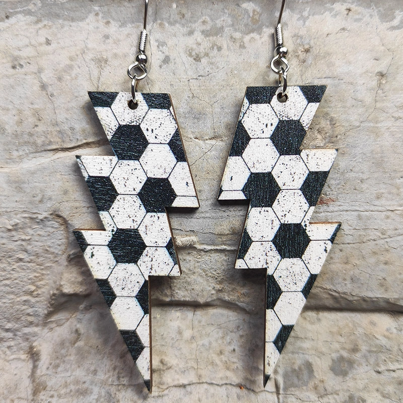 Wholesale Earrings 2 Pairs Wooden Iron Hook Sport Style OLY-ES-HY001