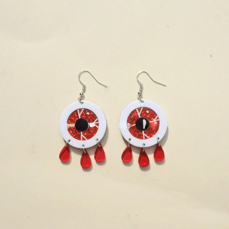 Wholesale Earrings Acrylic Halloween Horror Eyes Red Water Drops