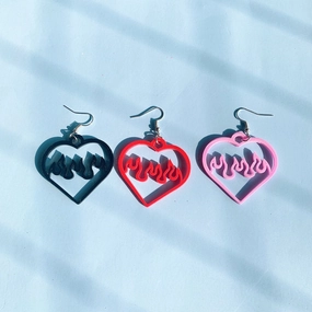 Wholesale Earrings Acrylic Heart Flame Hollow