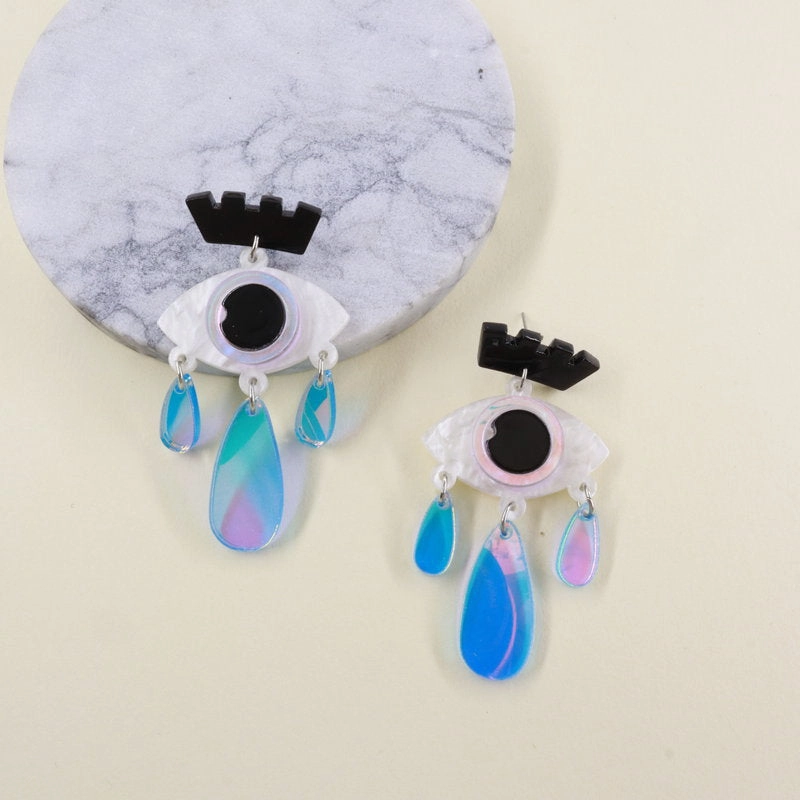 Wholesale Earrings Acrylic Laser Colorful Halloween Eyes
