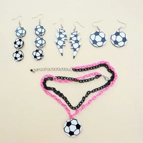 Wholesale Earrings Acrylic Lightning Football Necklace Set