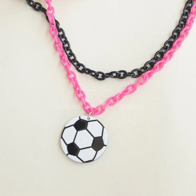 Wholesale Earrings Acrylic Lightning Football Necklace Set