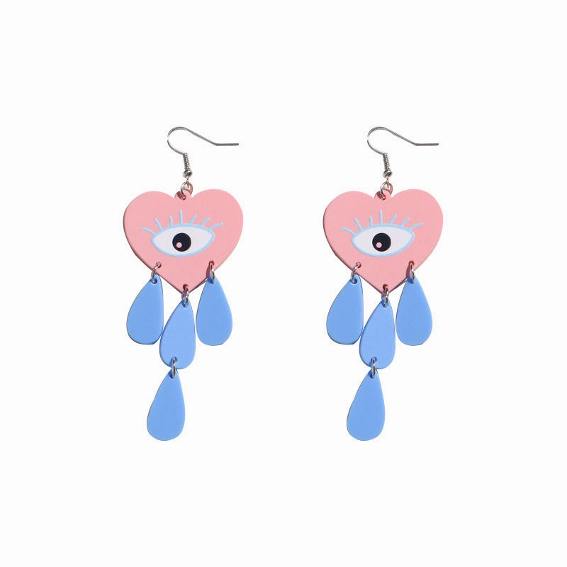 Wholesale Earrings Acrylic Morandi Color Love Eyes Tassel Teardrops