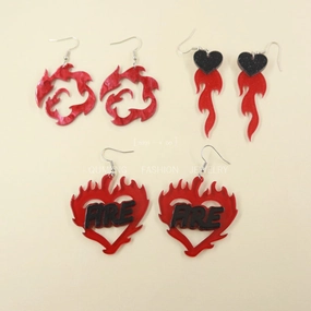 Wholesale Earrings Acrylic Vintage Flame Hearts