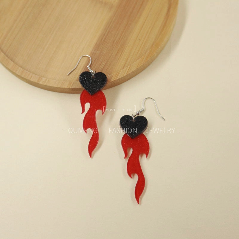 Wholesale Earrings Acrylic Vintage Flame Hearts