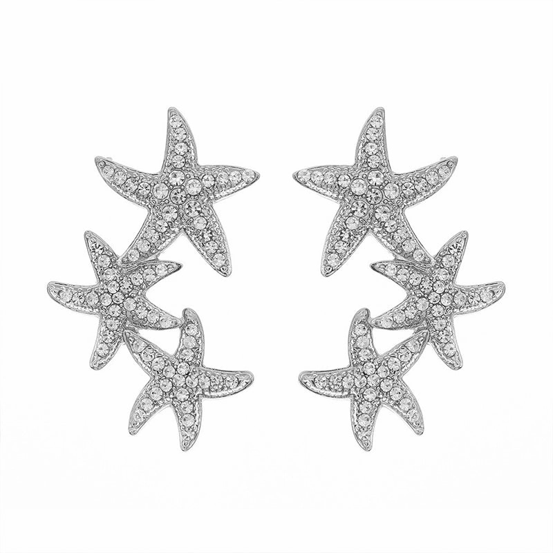 Wholesale Earrings Alloy Earrings Gold Starfish Diamond Earrings OLY-ES-HX004