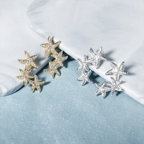 Wholesale Earrings Alloy Earrings Gold Starfish Diamond Earrings OLY-ES-HX004