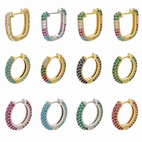 Wholesale Earrings Brass Colorful Round Earrings Women Light Luxury OLY-ES-BJ002