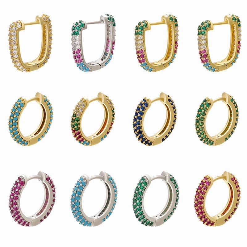 Wholesale Earrings Brass Colorful Round Earrings Women Light Luxury OLY-ES-BJ002