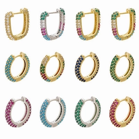 Wholesale Earrings Brass Colorful Round Earrings Women Light Luxury OLY-ES-BJ002