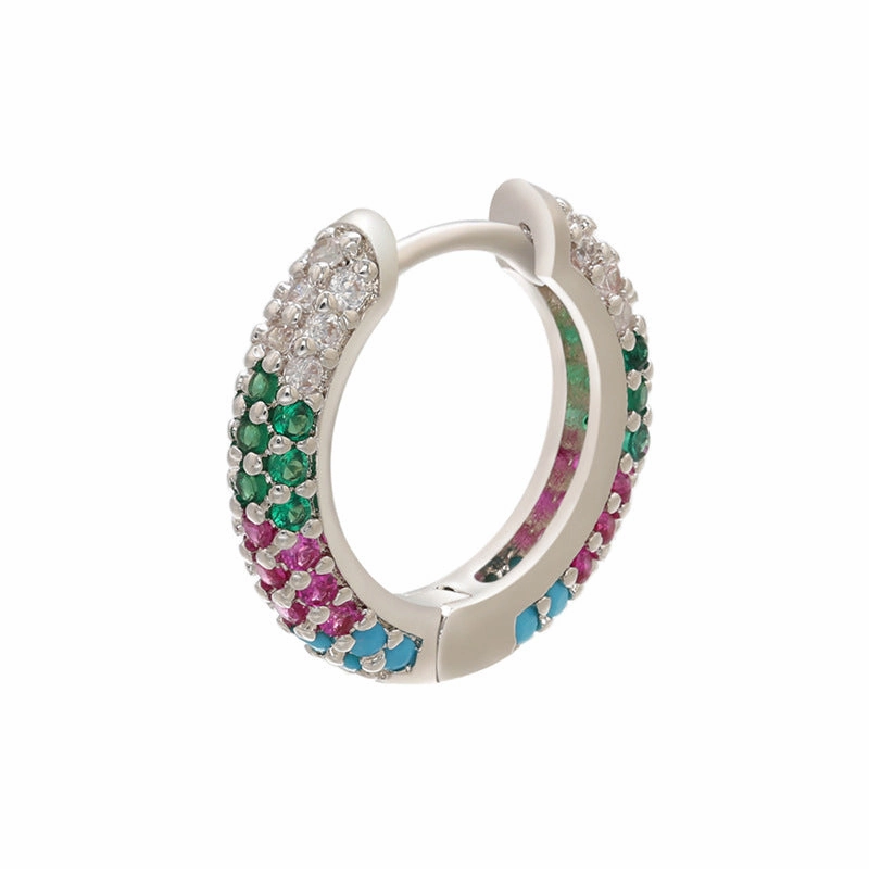 Wholesale Earrings Brass Colorful Round Earrings Women Light Luxury OLY-ES-BJ002